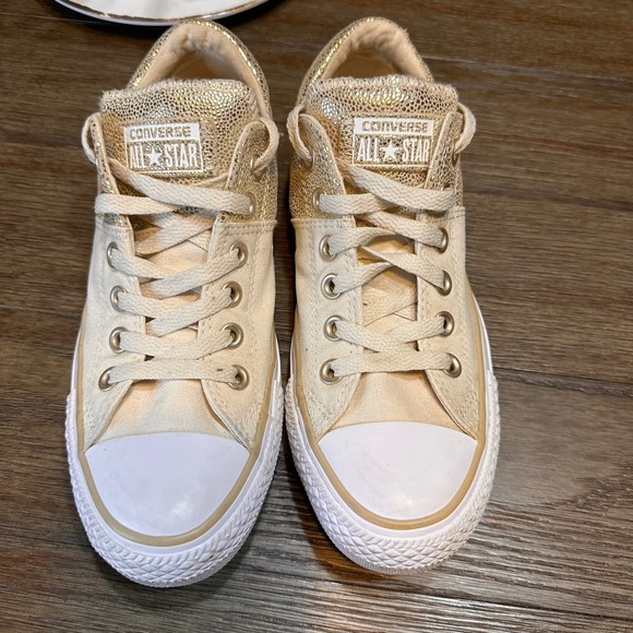 Converse Chuck Taylor All Star Madisson Gold Metallic Glitter Top Sneakers  8 - Picture 4 of 11